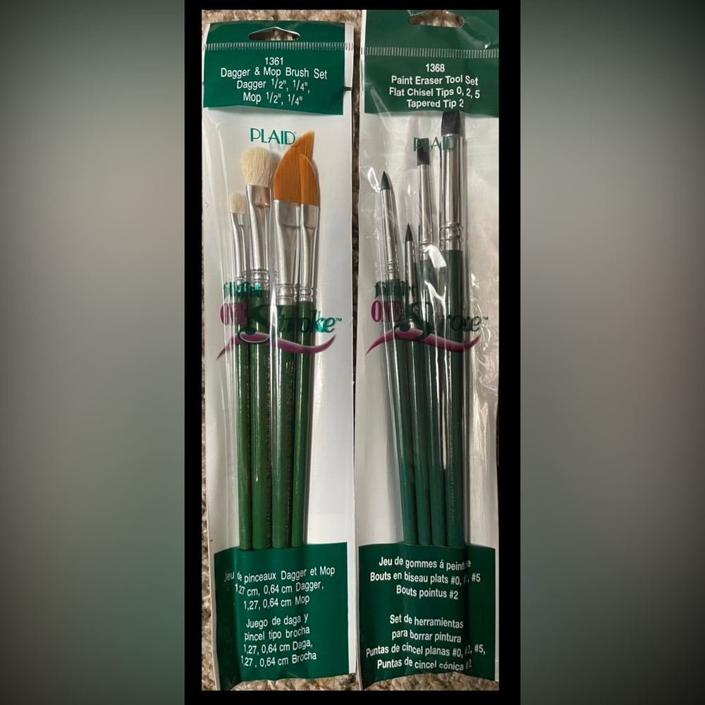 8 NEW Plaid Folk Art One Stroke Donna Dewberry Artist Paint Brushes